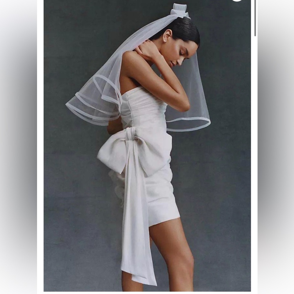 Anthropologie Hutch Strapless White Dress with Bow